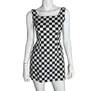 Vintage 90s Gozzi checkered print mini dress women’s size 2